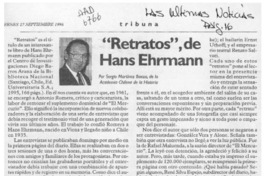"Retratos", de Hans Ehrmann  [artículo] Sergio Martínez Baeza.