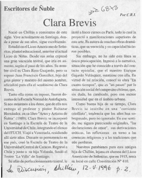 Clara Brevis  [artículo] C. R. I.