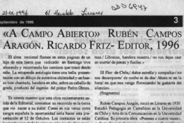"A campo abierto" Rubén Campos Aragón  [artículo].