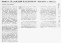 Primer diccionario mapudungun español e inglés  [artículo] Wellington Rojas Valdebenito.
