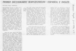 Primer diccionario mapudungun español e inglés  [artículo] Wellington Rojas Valdebenito.