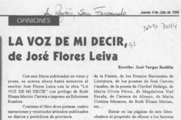 La voz de mi decir, de José Flores Leiva  [artículo] José Vargas Badilla.