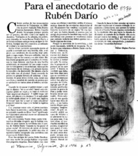Para el anecdotario de Rubén Darío  [artículo] Víctor Rojas Farías.