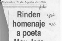 Rinden homenaje a poeta Max Jara  [artículo].