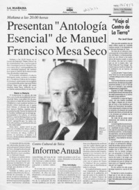 Presentan "Antología esencial" de Manuel Francisco Mesa Seco  [artículo].