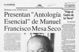 Presentan "Antología esencial" de Manuel Francisco Mesa Seco  [artículo].