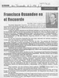 Francisca Ossandón en el recuerdo  [artículo] José Vargas Badilla.