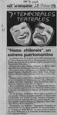 "Homo chilensis", un estreno puertomontino  [artículo].