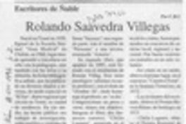 Rolando Saavedra Villegas  [artículo] C. R. I.
