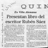 Presentan libro del escritor Rubén Sáez  [artículo].