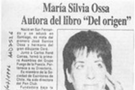María Silvia Ossa autora del libro "Del origen"  [artículo] Federico Tatter.