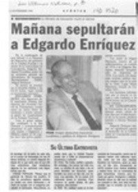 Mañana sepultarán a Edgardo Enríquez  [artículo].