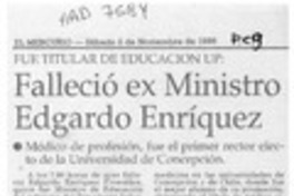 Falleció ex Ministro Edgardo Enríquez  [artículo].