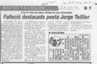 Falleció destacado poeta Jorge Teillier  [artículo].