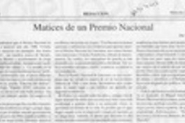 Matices de un Premio Nacional  [artículo] Luis Merino Reyes.