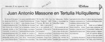 Juan Antonio Massone en tertulia Huilquilemu  [artículo].