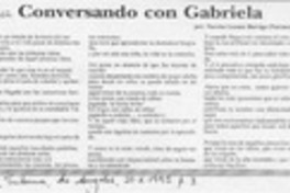 Conversando con Gabriela  [artículo] Narcisa Lezano Barriga.