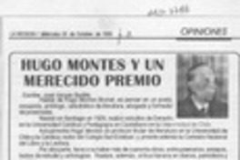 Hugo Montes y un merecido premio  [artículo] José Vargas Badilla.