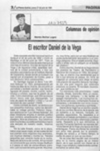 El escritor Daniel de la Vega  [artículo] Marino Muñoz Lagos.