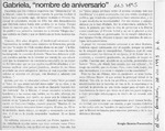 Gabriela, "nombre de aniversario"  [artículo] Sergio Ramón Fuentealba.