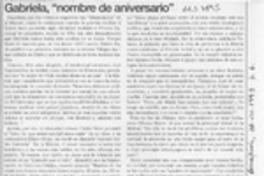 Gabriela, "nombre de aniversario"  [artículo] Sergio Ramón Fuentealba.