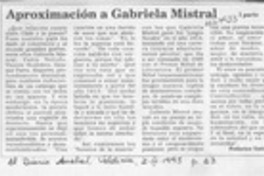 Aproximación a Gabriela Mistral  [artículo] Federico Tatter.