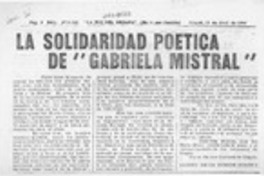 La solidaridad poética de Gabriela Mistral  [artículo] Alonso de la Fuente Moreno.