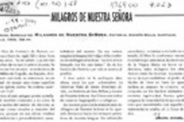 Milagros de nuestra señora  [artículo] Alberto Arraño.