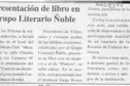Presentación de libro en grupo literario Ñuble  [artículo].