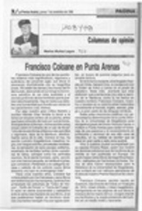 Francisco Coloane en Punta Arenas  [artículo]Marino Muñoz Lagos.