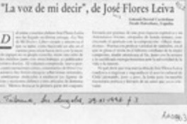 "La voz de mi decir", de José Flores Leiva  [artículo] Antonio Berral Cardeñosa.