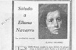 Saludo a Eliana Navarro  [artículo] Juvencio Valle.