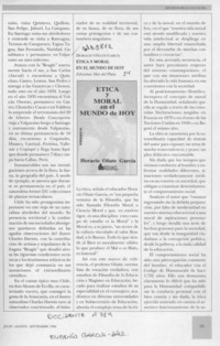 Etica y moral en el mundo de hoy  [artículo] Eugenio García-Díaz.