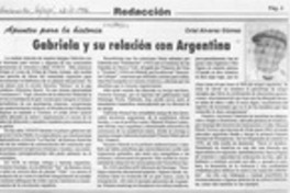 Gabriela y su relación con Argentina  [artículo] Oriel Alvarez Gómez.