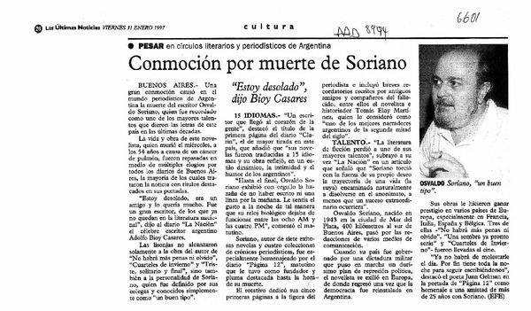 Conmoción por muerte de Soriano  [artículo].