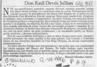 Don Raúl Devés Jullian  [artículo] Manuel Sánchez Astete.