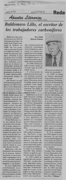 Baldomero Lillo, el escritor de los trabajadores carboníferos  [artículo] Oriel Alvarez Gómez.