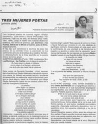 Tres mujeres poetas  [artículo] Tulio Mendoza Belio.