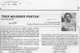 Tres mujeres poetas  [artículo] Tulio Mendoza Belio.