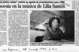 La poesía en la música de Lilia Santos  [artículo] Ximena Poo.