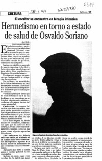 Hermetismo en torno a estado de salud de Osvaldo Soriano  [artículo].