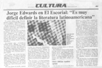 Jorge Edwards en El Escorial, "Es muy difícil definir la literatura latinoamericana"