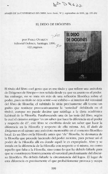 El dedo de Diógenes  [artículo] Sergio Rojas C.