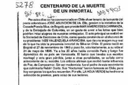 Centenario de la muerte de un inmortal  [artículo] Inés Valenzuela.