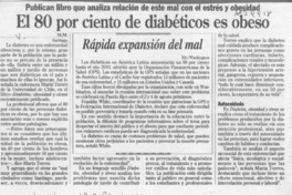 El 80 por ciento de diabéticos es obeso  [artículo] M. M.