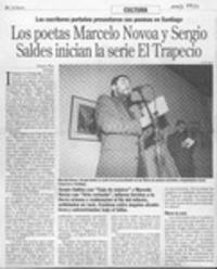 Los poetas Marcelo Novoa y Sergio Saldes inician serie El Trapecio  [artículo] Ximena Poo.