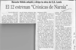 El 12 estrenan "Crónicas de Narnia"  [artículo] Lisette Maillet.