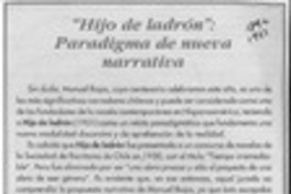 "Hijo de ladrón": paradigma de nueva narrativa  [artículo] Eddie Morales Piña.