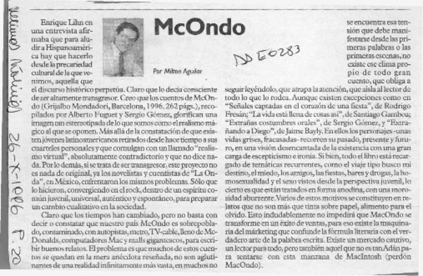 McOndo  [artículo] Milton Aguilar.