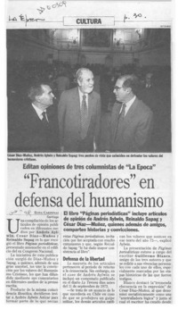 "Francotiradores" en defensa del humanismo  [artículo] Elisa Cárdenas.